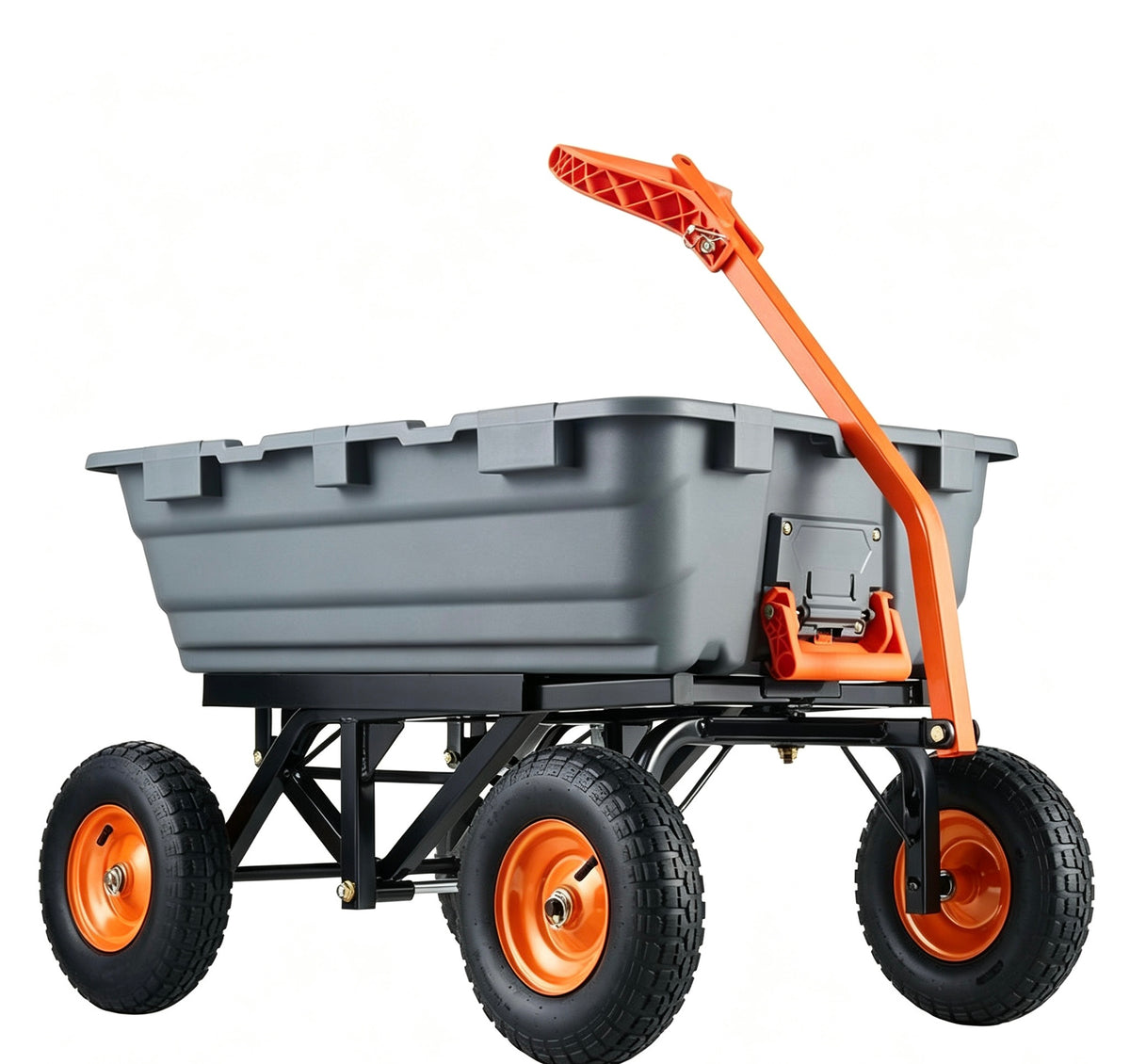 Heavy-Duty Garden Dump Cart with 2-in-1 Convertible Handle, 13" All-Terrain Wheels & 1,500-Lb Load Capacity